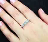 Прелестное cеребряное кольцо с голубыми апатитами Серебро 925