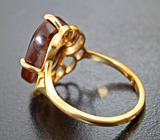 Золотое кольцо с огненным мексиканским агатом 5,91 карата! Многоцветная опалесценция Золото