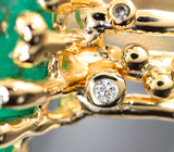 Золотое кольцо с крупным ярким уральским изумрудом высокой чистоты 13,3 карата и бриллиантами