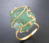 Золотое кольцо с на редкость крупным уральским изумрудом 18,83 карата и бриллиантами Золото