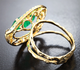 Роскошное золотое кольцо с уральскими изумрудами 4,36 карата и бриллиантами Золото