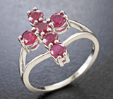 Оригинальное серебряное кольцо с рубинами Серебро 925