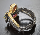Серебряное кольцо с рубином, сапфиром, цаворитами и турмалинами