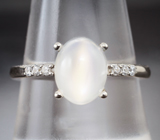 Элегантное серебряное кольцо с лунным камнем с эффектом кошачьего глаза Серебро 925