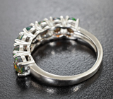 Превосходное серебряное кольцо с кристаллическими черными опалами Серебро 925