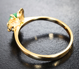Золотое кольцо с редким ярко-неоновым уральским изумрудом 0,6 карата