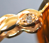 Золотое кольцо с чистейшим медовым гелиодором 5,8 карата и бриллиантами