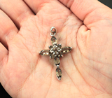 Замечательный серебряный кулон-крест с дымчатым кварцем Серебро 925