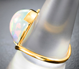 Золотое кольцо с крупным кристаллическим эфиопским опалом ярчайшей опалесценции 5,22 карата Золото