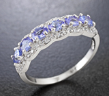 Замечательное серебряное кольцо с танзанитами высокой чистоты Серебро 925