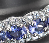 Замечательное серебряное кольцо с танзанитами высокой чистоты Серебро 925