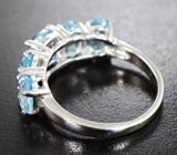 Стильное серебряное кольцо с голубыми топазами Серебро 925