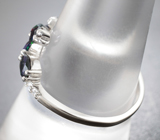 Великолепное серебряное кольцо с ограненными черными опалами Серебро 925