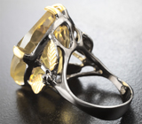 Серебряное кольцо с цитрином авторской огранки 26,02 карата