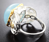 Серебряное кольцо с аквамарином 9,53 карата и голубыми топазами