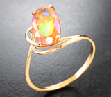 Золотое кольцо с ярким ограненным мексиканским опалом 1,62 карата