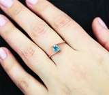 Золотое кольцо со сверкающим небесно-голубым цирконом 1,17 карата