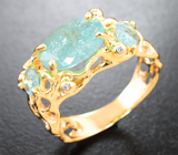Золотое кольцо с «неоновыми» медьсодержащими параиба турмалинами 2,21 карата и бриллиантами
