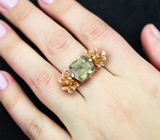 Золотое кольцо с крупным диаспором с ярко-выраженной сменой цвета 8,19 карата и бриллиантами