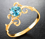Золотое кольцо с пронзительно-голубым цирконом 1,24 карата