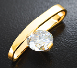 Стильный золотой кулон с ярким бесцветным муассанитом бриллиантовой огранки 1,78 карата
