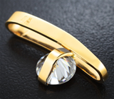 Стильный золотой кулон с ярким бесцветным муассанитом бриллиантовой огранки 1,78 карата
