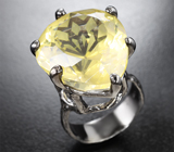 Серебряное кольцо с крупным лимонным цитрином авторской огранки 24,22 карата