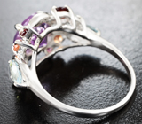Праздничное серебряное кольцо с самоцветами