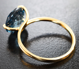 Золотое кольцо с чистейшим London топазом авторской огранки 4,29 карата