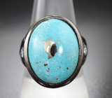 Серебряное кольцо с крупной бирюзой с включениями пирита 17,38 карата