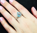 Золотое кольцо с чистейшим голубым топазом 4,45 карата