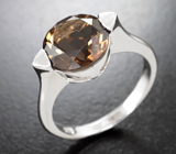 Стильное серебряное кольцо с дымчатым кварцем
