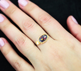 Серебряное кольцо с ограненным черным опалом и голубым топазом