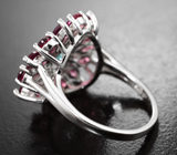 Шикарное серебряное кольцо с апатитом и родолитами