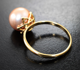Золотое кольцо с морской золотисто-кремовой жемчужиной 7,26 карата