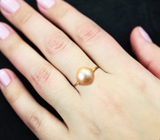 Золотое кольцо с морской золотисто-кремовой жемчужиной 7,26 карата
