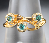 Золотое кольцо с уральскими александритами 0,27 карата и бриллиантами