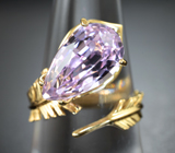 Золотое кольцо с ярким розовым кунцитом высокой чистоты 6,63 карата