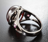 Серебряное кольцо с альмандином гранатом 16,75 карата и родолитами