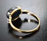 Золотое кольцо cо звездчатым 6,44 карата и синими сапфирами