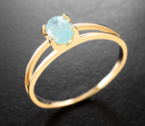 Золотое кольцо с ярко-неоновым параиба турмалином 0,5 карата