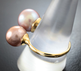 Золотое кольцо с крупными кремовыми жемчужинами 18,02 карата