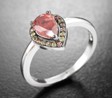 Чудесное серебряное кольцо с розовым турмалином и сапфирами