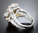 Серебряное кольцо с резным цитрином 22,89 карата и хризопразом