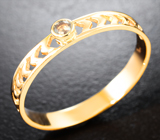 Золотое кольцо с насыщенным уральским александритом цвета морской волны 0,07 карата