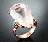 Серебряное кольцо с розовым кварцем 21,28 карата и хризопразом