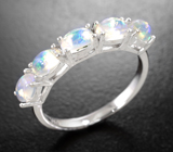Стильное серебряное кольцо с кристаллическими эфиопскими опалами