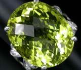 Кольцо с роскошным цитрином оттенка "Зеленое Золото" и цирконами Серебро 925