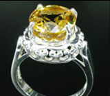Кольцо с чистейшим золотистым цитрином Серебро 925