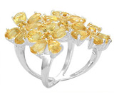 Кольцо с цветками из золотистых цитринов Серебро 925